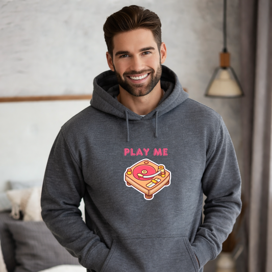 Retro Vinyl Turntable Hoodie - Unisex Vintage Record Player Sweatshirt