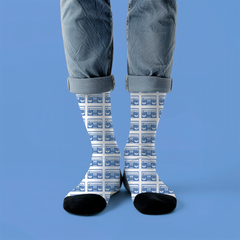 Boom Box Pattern Crew Socks | Retro Music 80s 90s