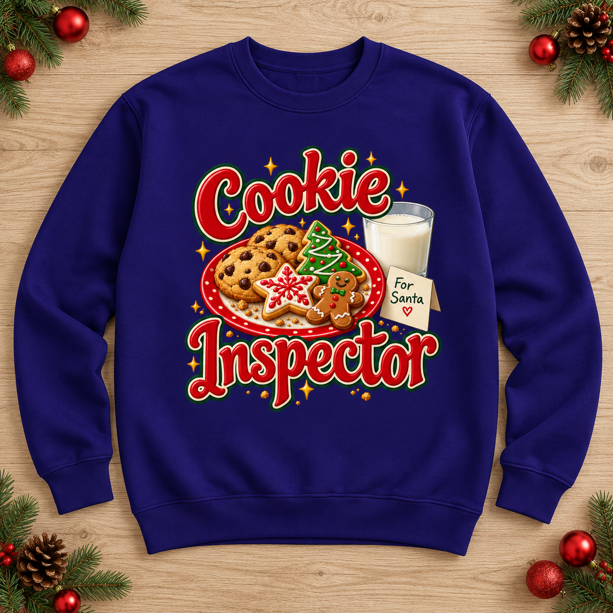 Cookie Inspector Christmas Sweater – Cookies & Milk Design