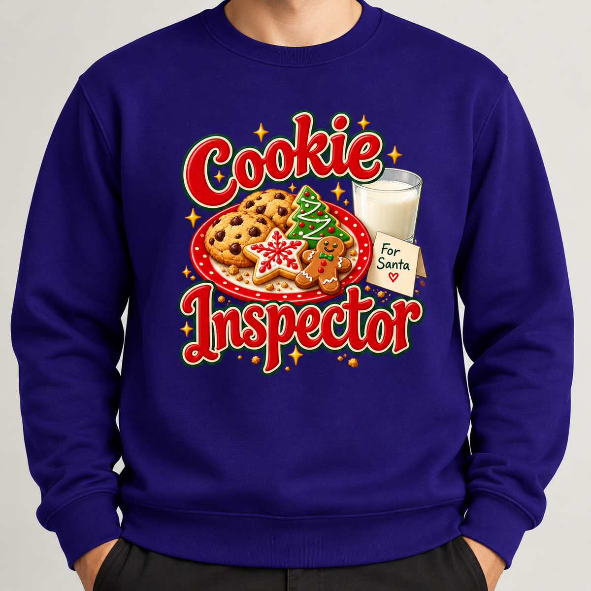 Cookie Inspector Christmas Sweater – Cookies & Milk Design