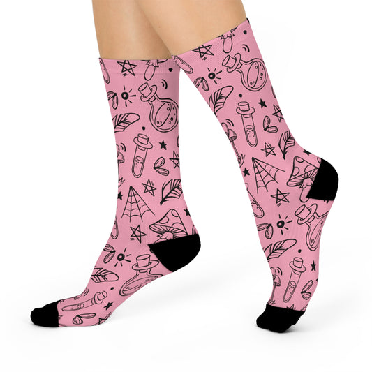 Pink Gothic Crew Socks for Women & Men - Hollywood Betty