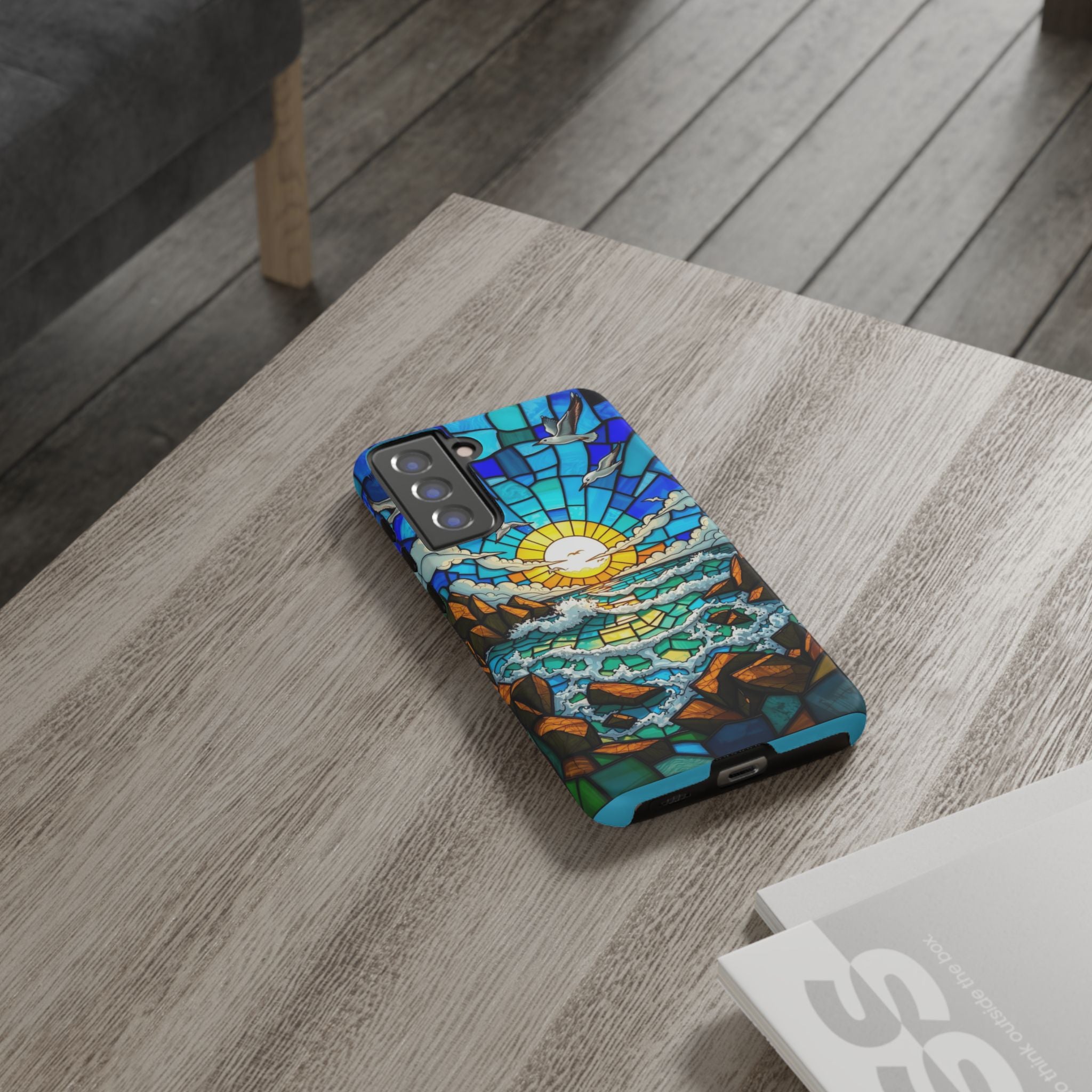 Beach Phone Case Samsung Ocean Sunset Phone Cover Stained Glass Phone Case Seascape Art for Beach Lovers Gift Coastal Vibe Accessory