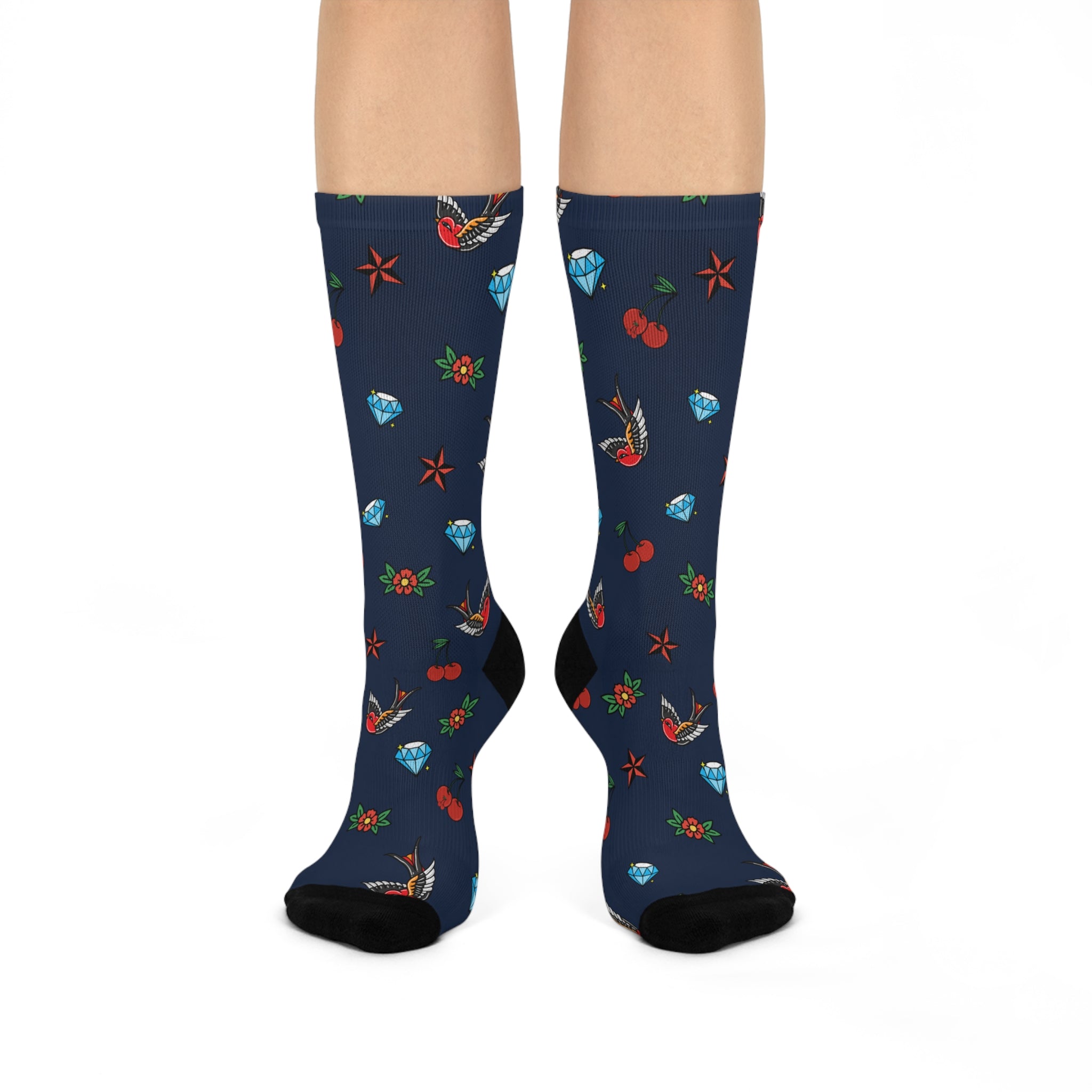 Old School Tattoo Socks Retro Ink Style Crew Socks Unique Gift for Tattoo Lovers
