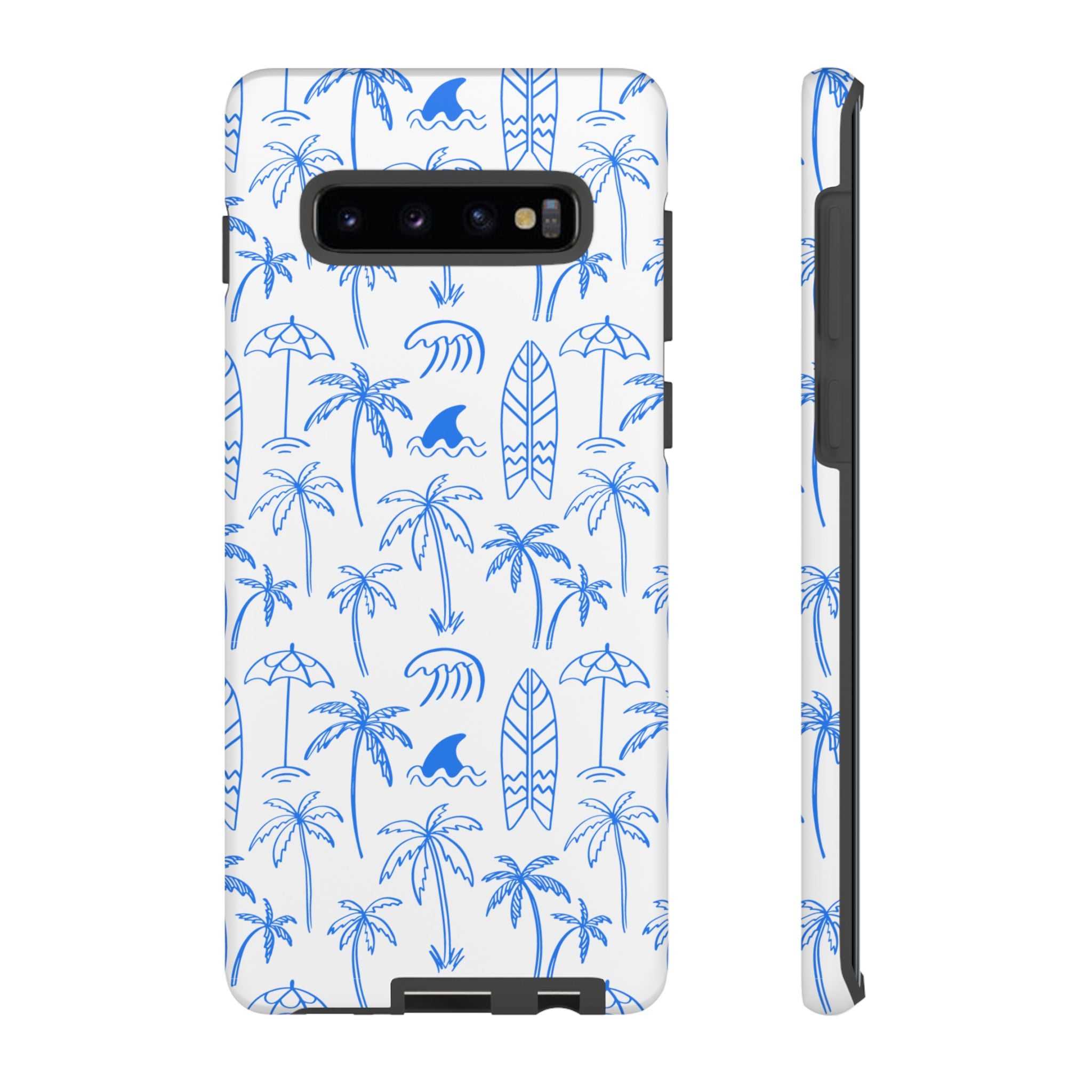 Tropical Beach Phone Case for iPhone, Samsung Galaxy, Google Pixel Palm Trees and Surfboards Design, Coastal Style, Durable Protection