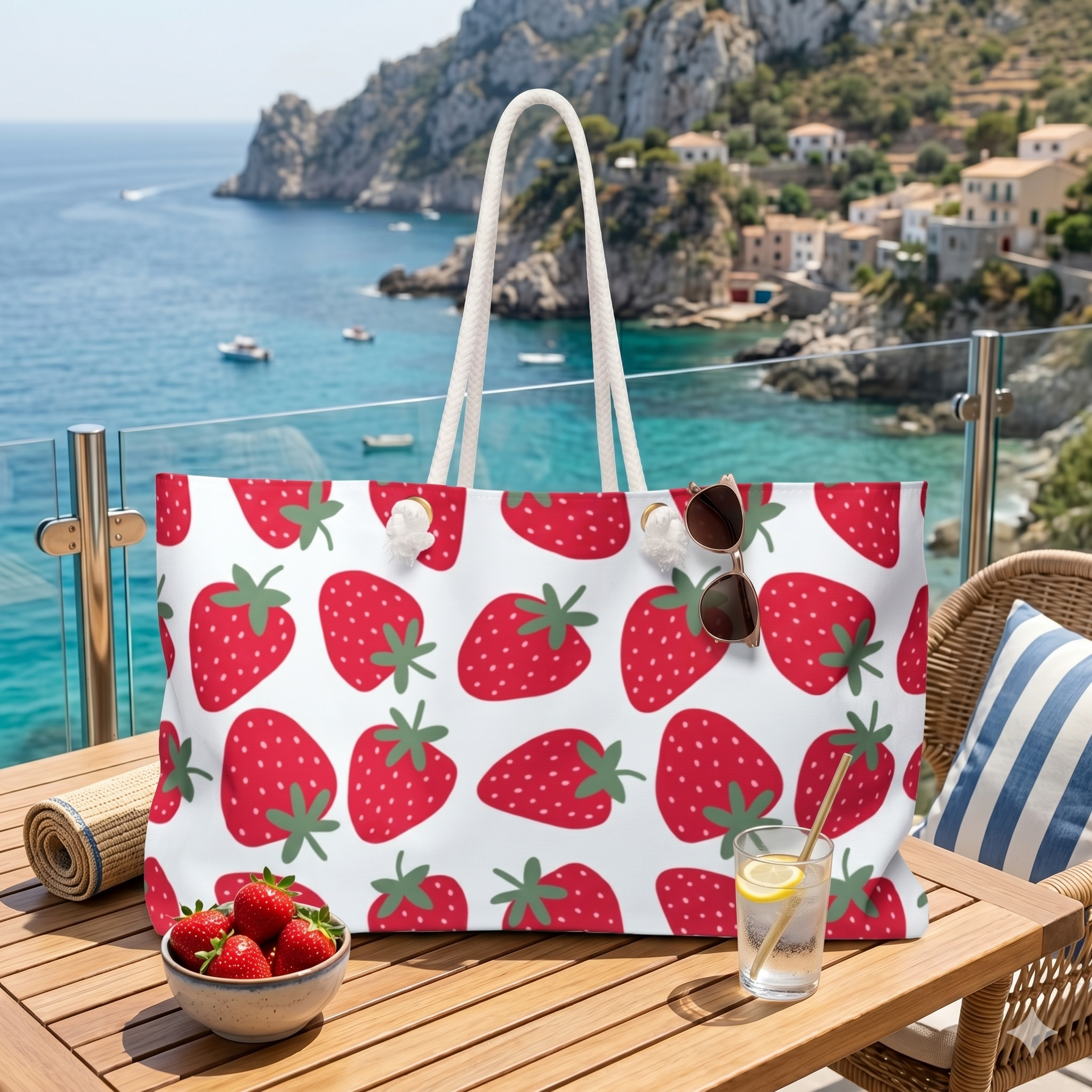 Strawberry Print Weekender Bag