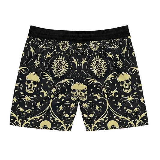 Men's Gothic Skull Print Swim Shorts - Lightweight, Comfortable, and Stylish Beachwear