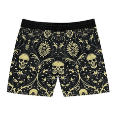 Men's Gothic Skull Print Swim Shorts - Lightweight, Comfortable, and Stylish Beachwear