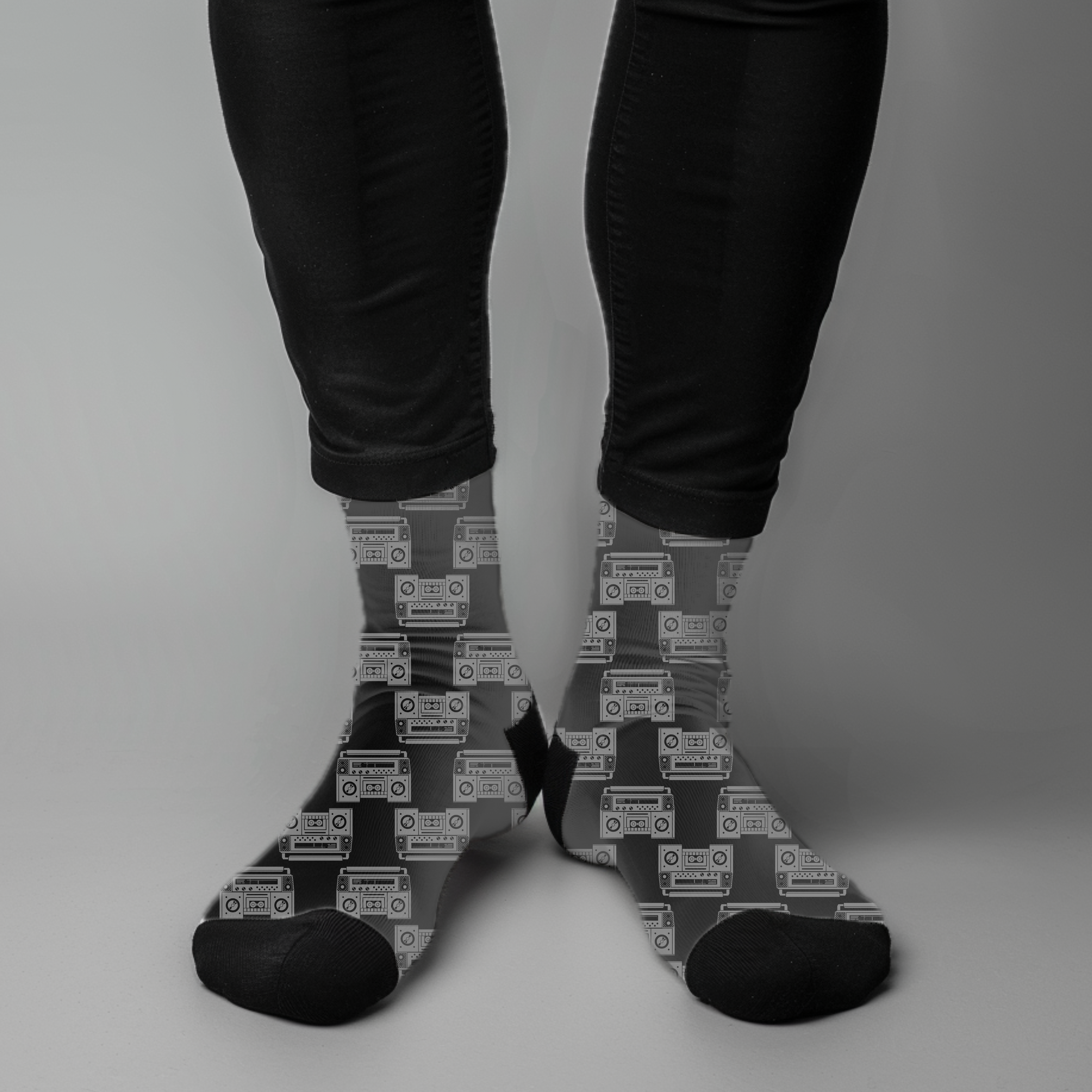 Retro Boom Box Socks Fun Music Lover Crew Socks Unique Gift for Men and Women