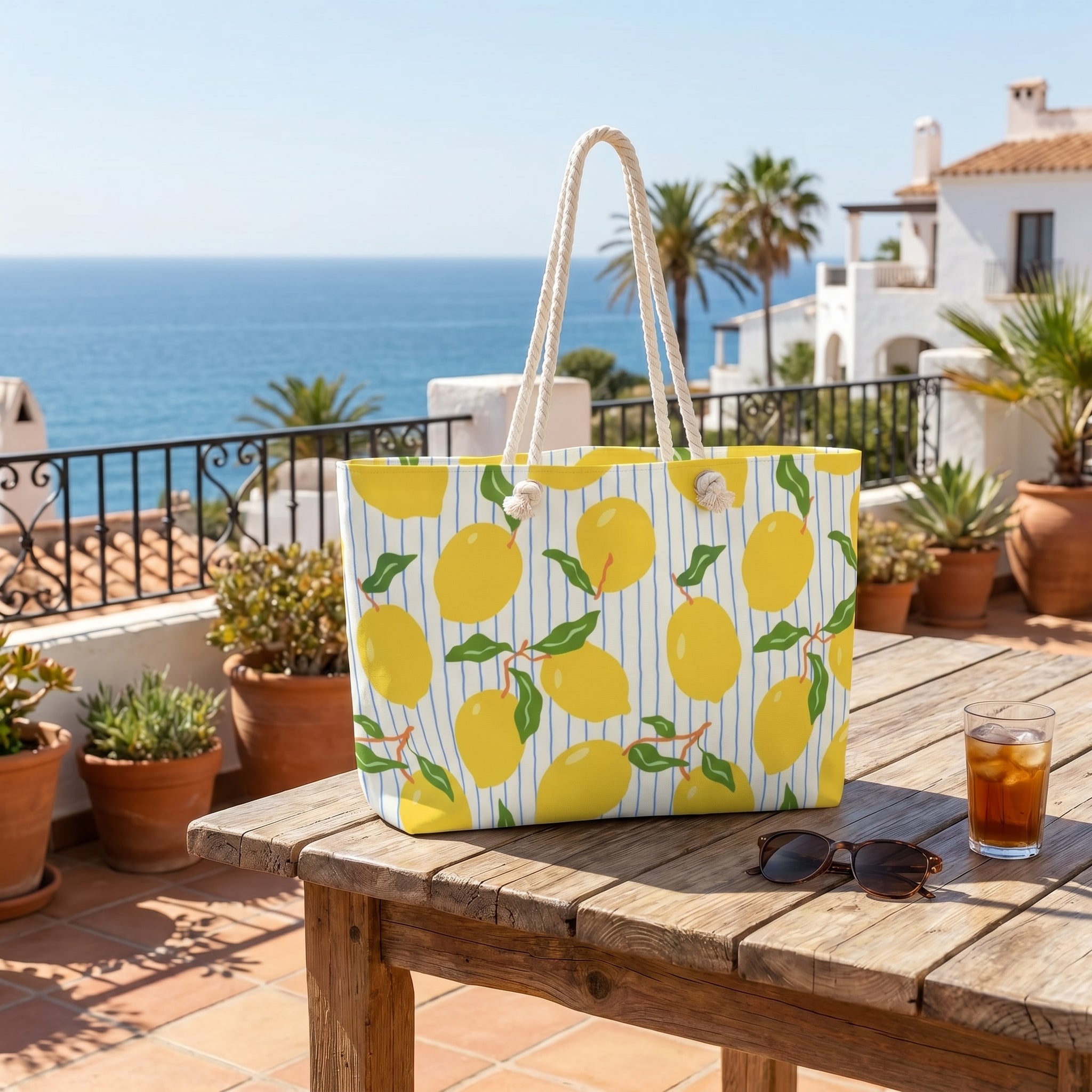 Lemon Print Weekender Bag