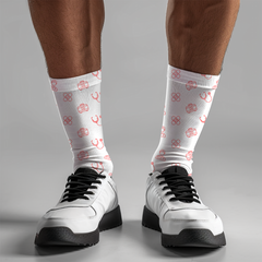 Medical Symbols Design Cushioned Crew Socks - Comfortable One-Size Medical-Themed Socks