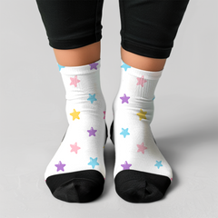 Pastel Star Crew Socks: Unisex Dreamer Gift