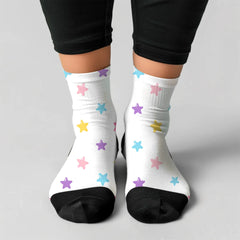 Pastel Star Crew Socks: Unisex Dreamer Gift