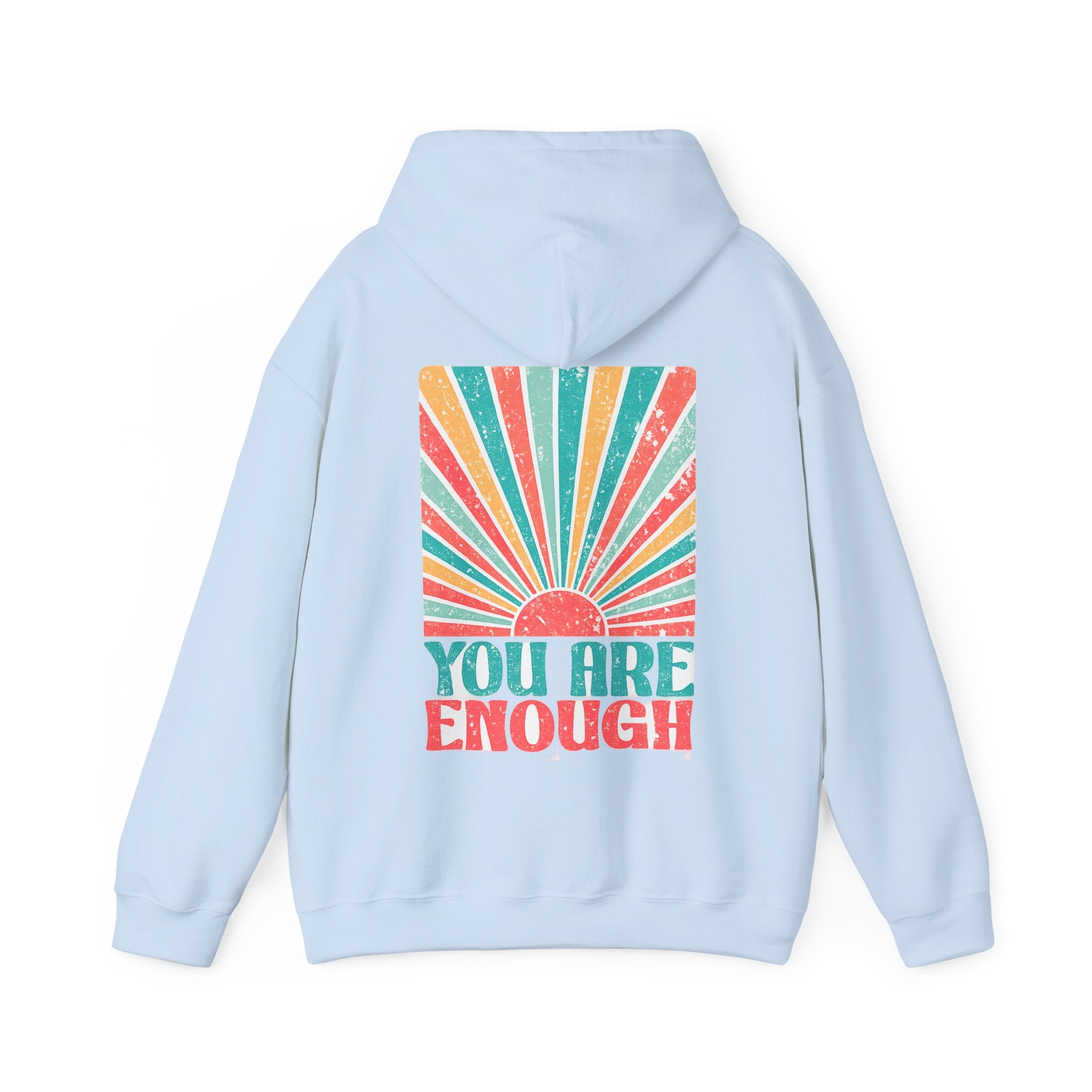 You Are Enough Hoodie – Retro Sunrise Positive Affirmation Sweatshirt