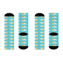 Sunny Sky Cushioned Crew Socks - Fun Cloud & Sun Pattern, Ultra-Comfortable Crew Socks