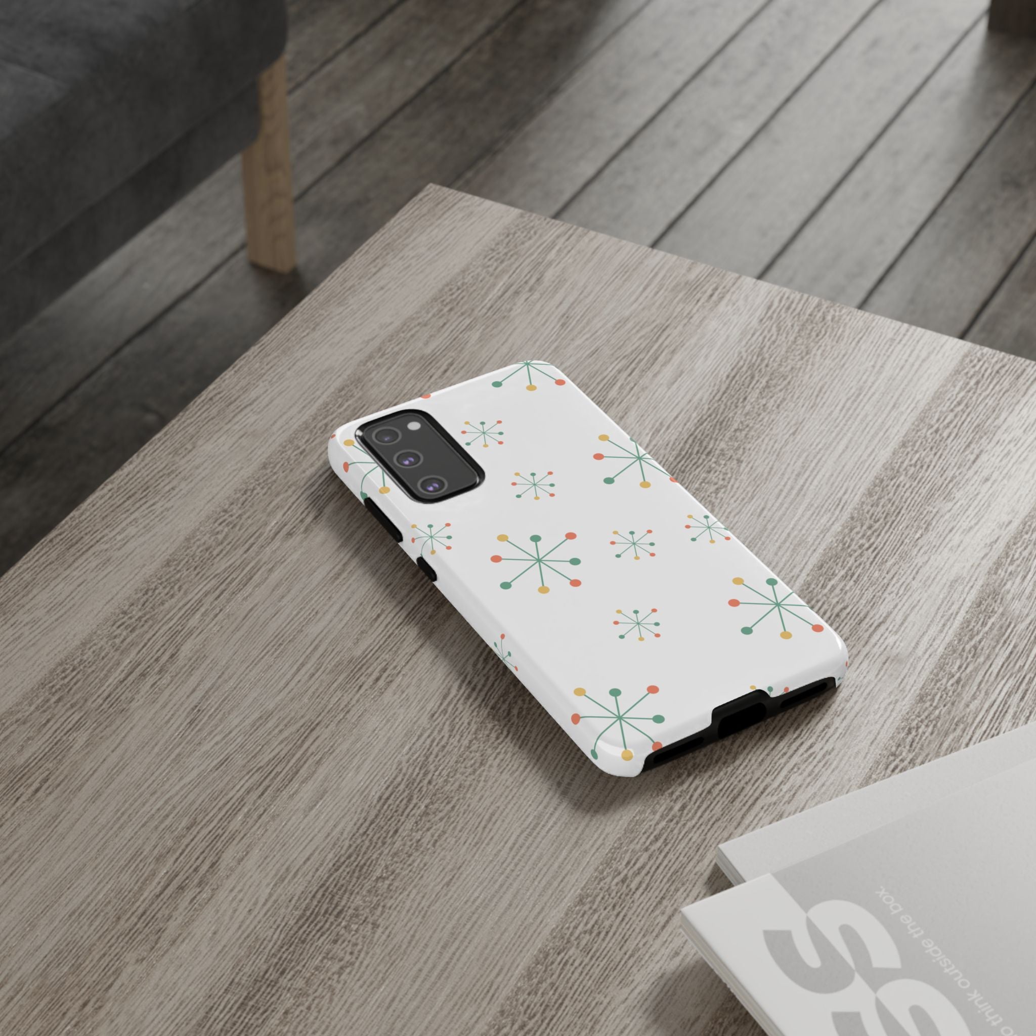 Mid-Century Modern Phone Case for iPhone, Samsung Galaxy, Google Pixel Retro Atomic Starburst Design, Durable Protection, Vintage Style
