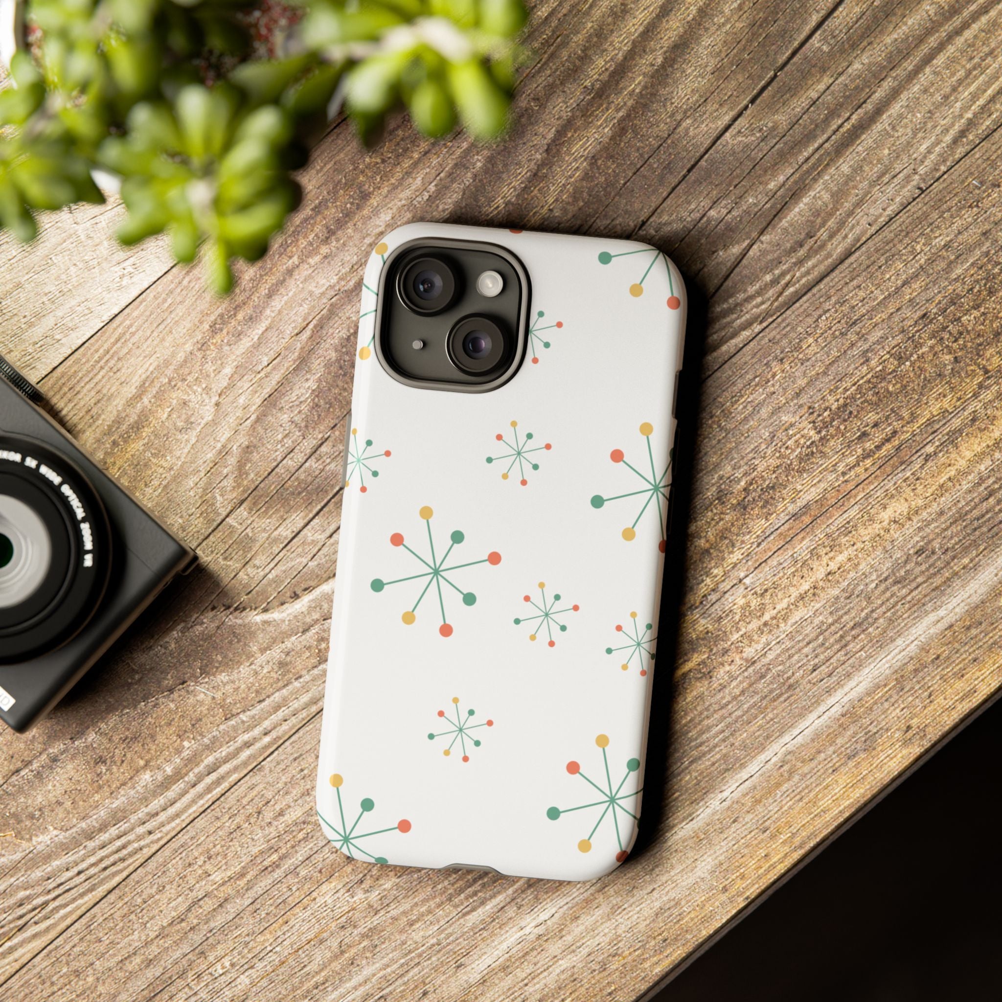 Mid-Century Modern Phone Case for iPhone, Samsung Galaxy, Google Pixel Retro Atomic Starburst Design, Durable Protection, Vintage Style