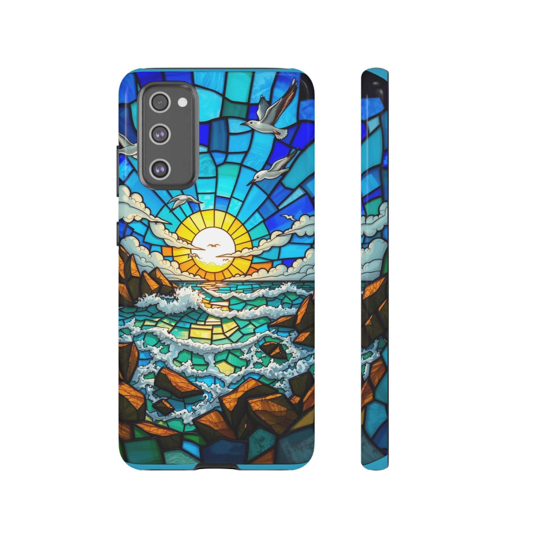 Beach Phone Case Samsung Ocean Sunset Phone Cover Stained Glass Phone Case Seascape Art for Beach Lovers Gift Coastal Vibe Accessory