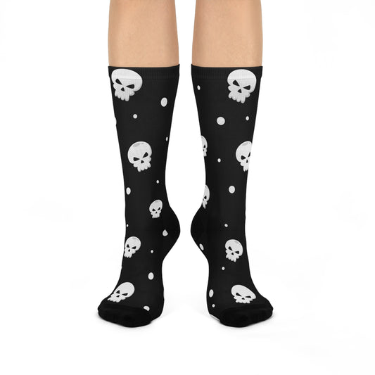 Skull Print Cushioned Crew Socks
