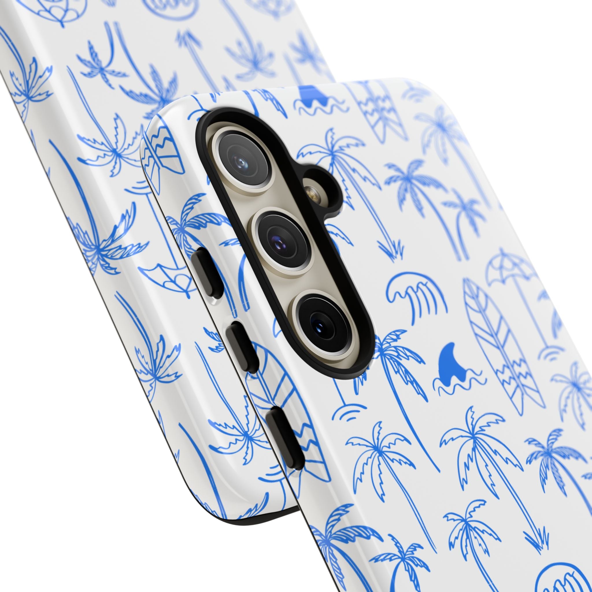 Tropical Beach Phone Case for iPhone, Samsung Galaxy, Google Pixel Palm Trees and Surfboards Design, Coastal Style, Durable Protection