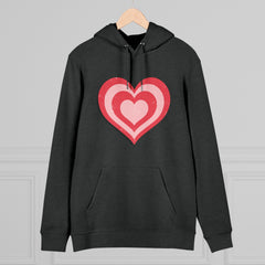 Retro Heart Hoodie in Pink and Red Unisex Cruiser Hoodie