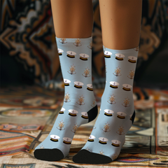 Nautical Cushioned Crew Socks Captain Hat Anchor Gift