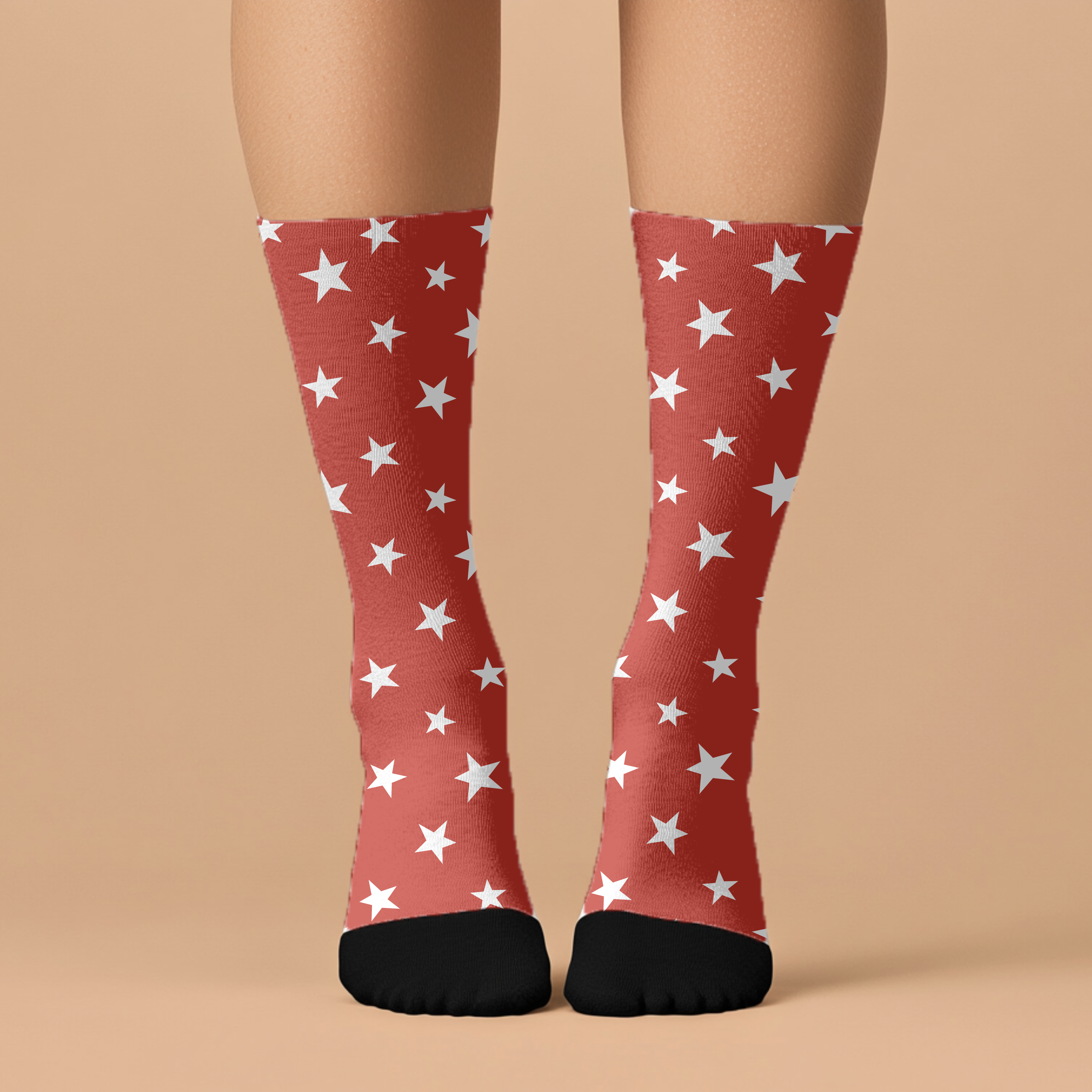 Red Star Pattern Socks Fun Unisex Crew Socks with Stars Red Socks Gift Idea