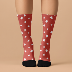 Red Star Crew Socks | Fun Pattern Unisex Socks Gift