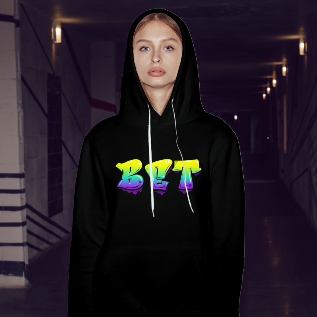 Unisex Heavy Blend Hoodie with Vibrant BET Design - Cozy and Stylish Sweatshirt