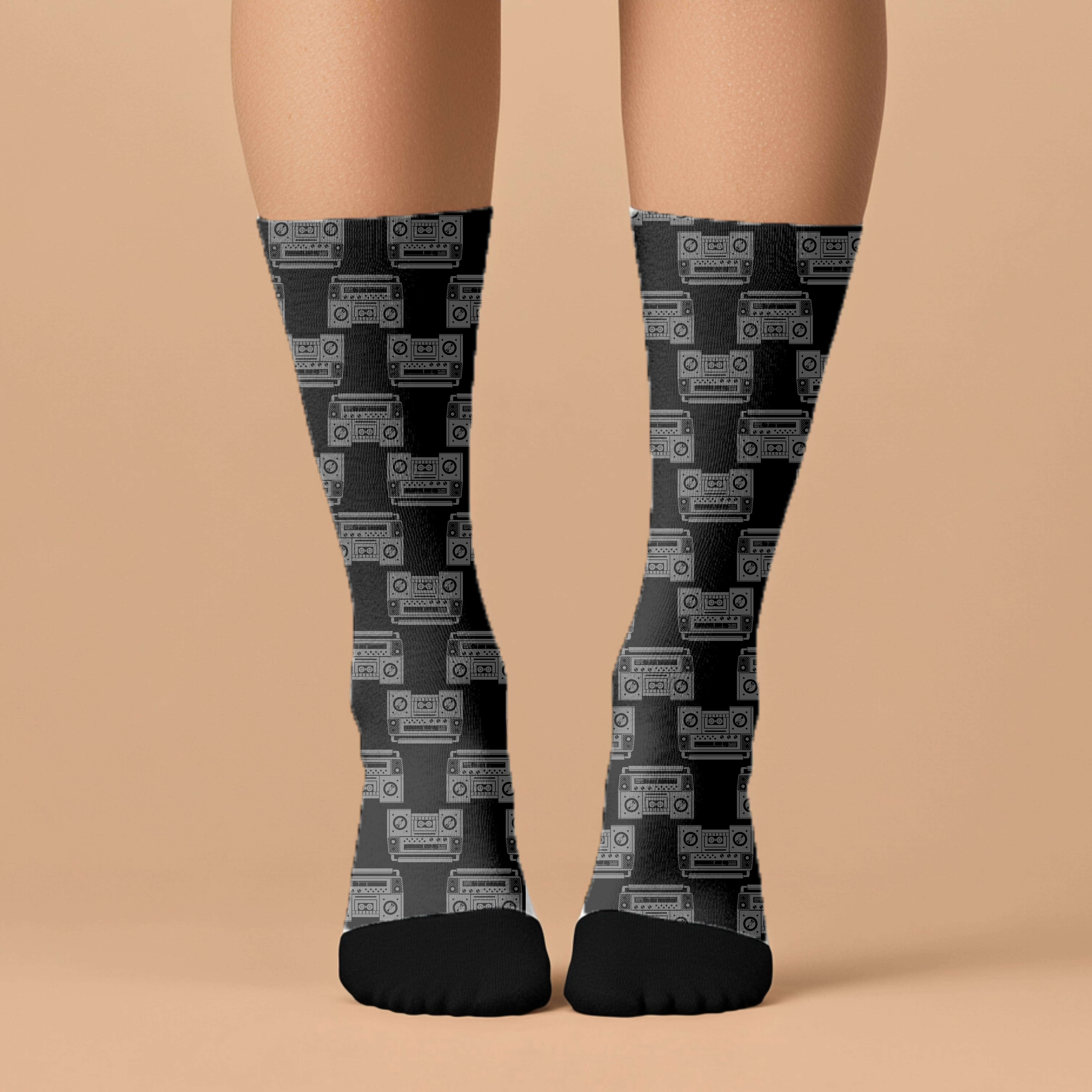 Retro Boom Box Socks Fun Music Lover Crew Socks Unique Gift for Men and Women