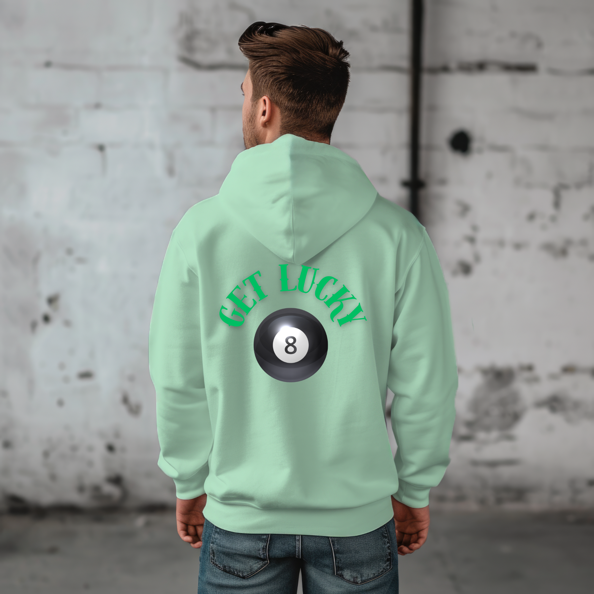 Mint Green 8-Ball Hoodie – Unisex Lucky Graphic Sweatshirt