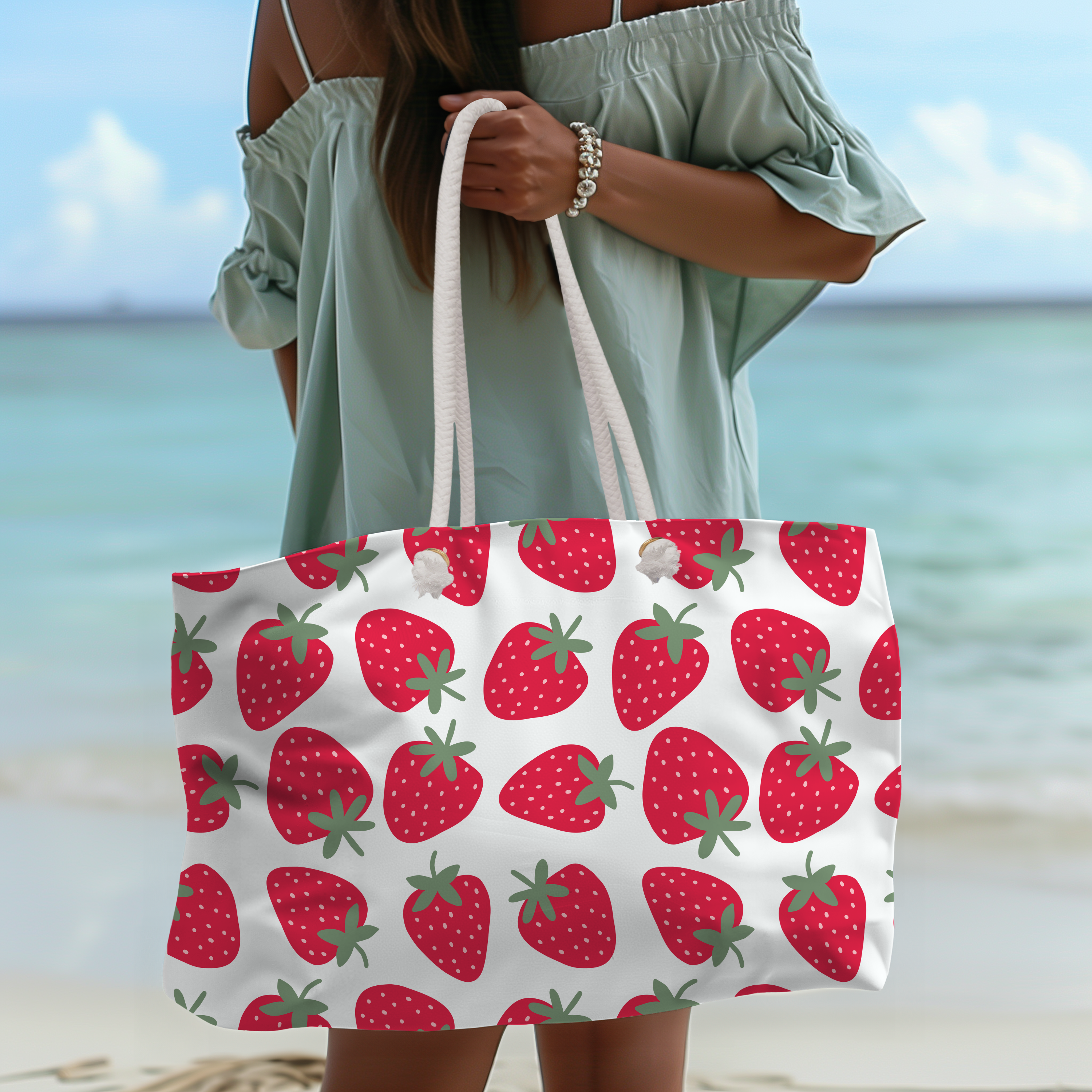 Strawberry Print Weekender Bag