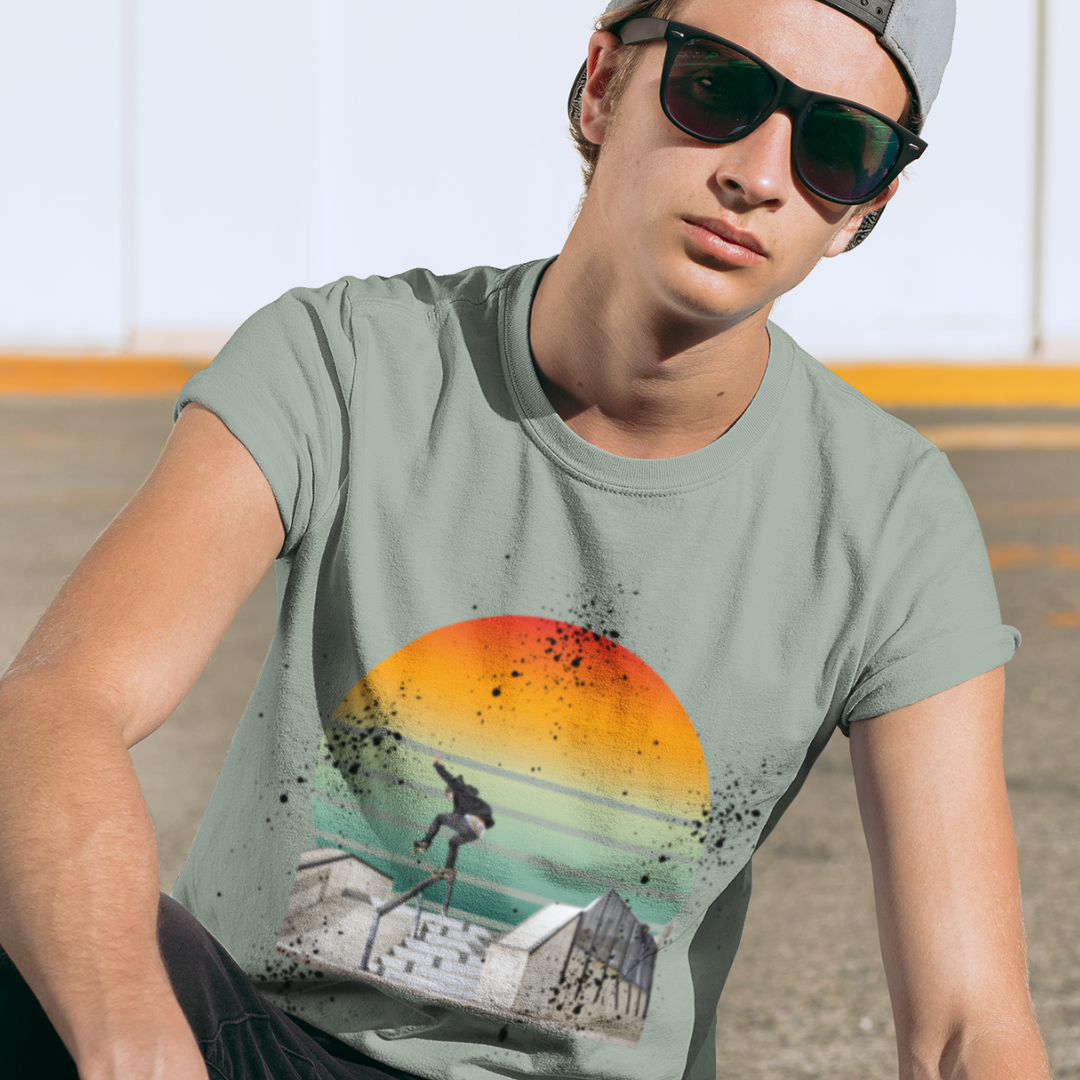 Sunset Skateboarding Graphic Tee - Classic Unisex Jersey Short Sleeve | Soft Cotton, Perfect Fit | Skateboarder T-Shirt