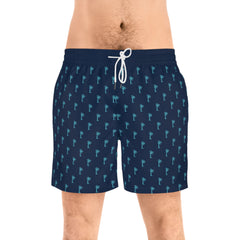 Men's Swim Shorts with Palm Tree Pattern | Lightweight Mid-Length Swim Trunks