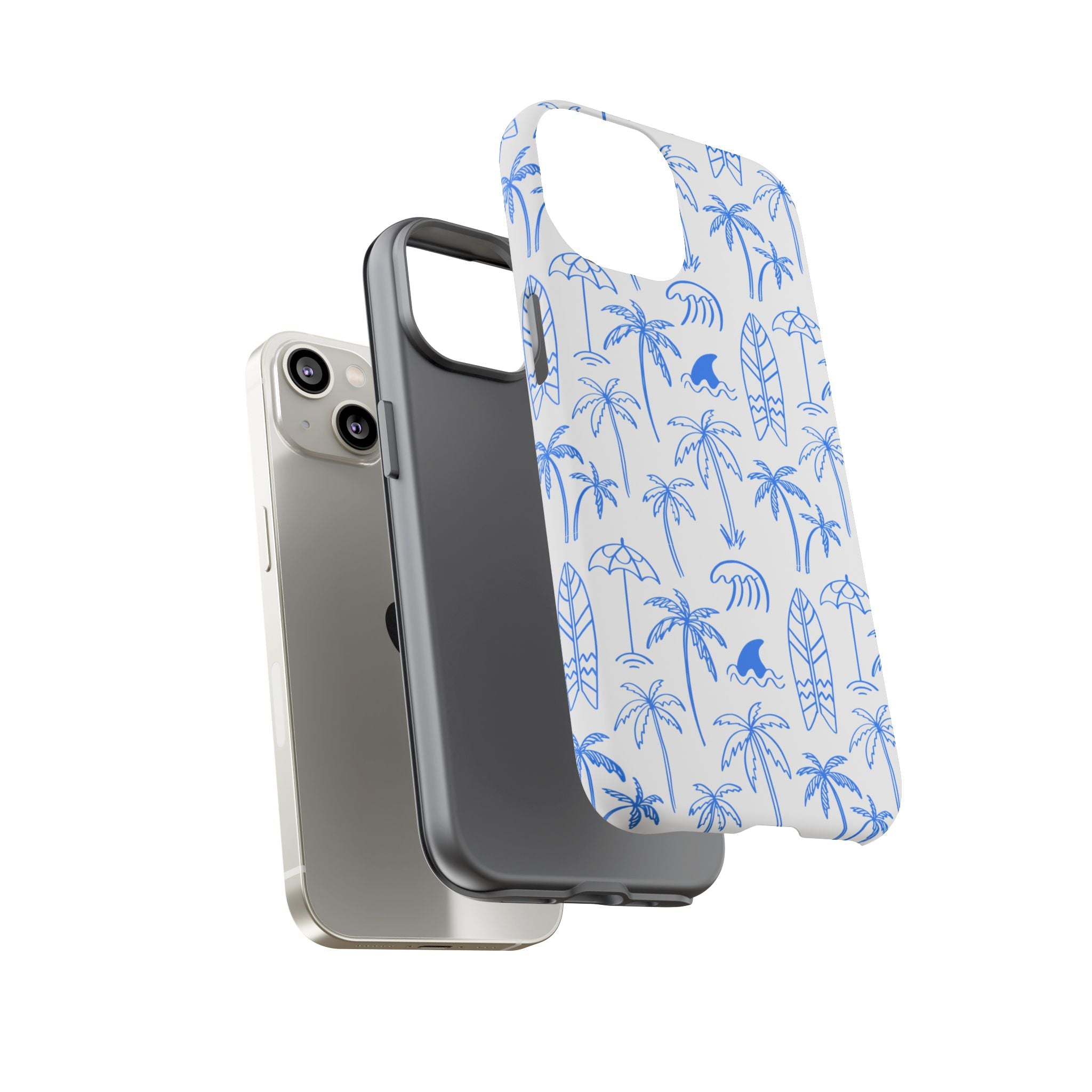 Tropical Beach Phone Case for iPhone, Samsung Galaxy, Google Pixel Palm Trees and Surfboards Design, Coastal Style, Durable Protection