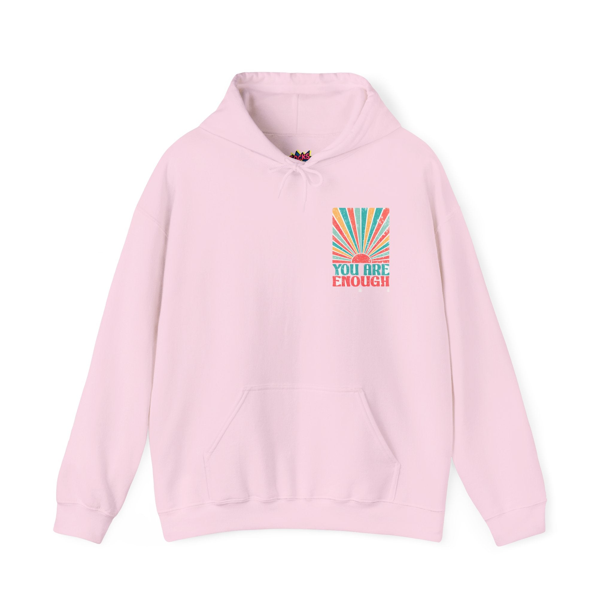 You Are Enough Hoodie – Retro Sunrise Positive Affirmation Sweatshirt
