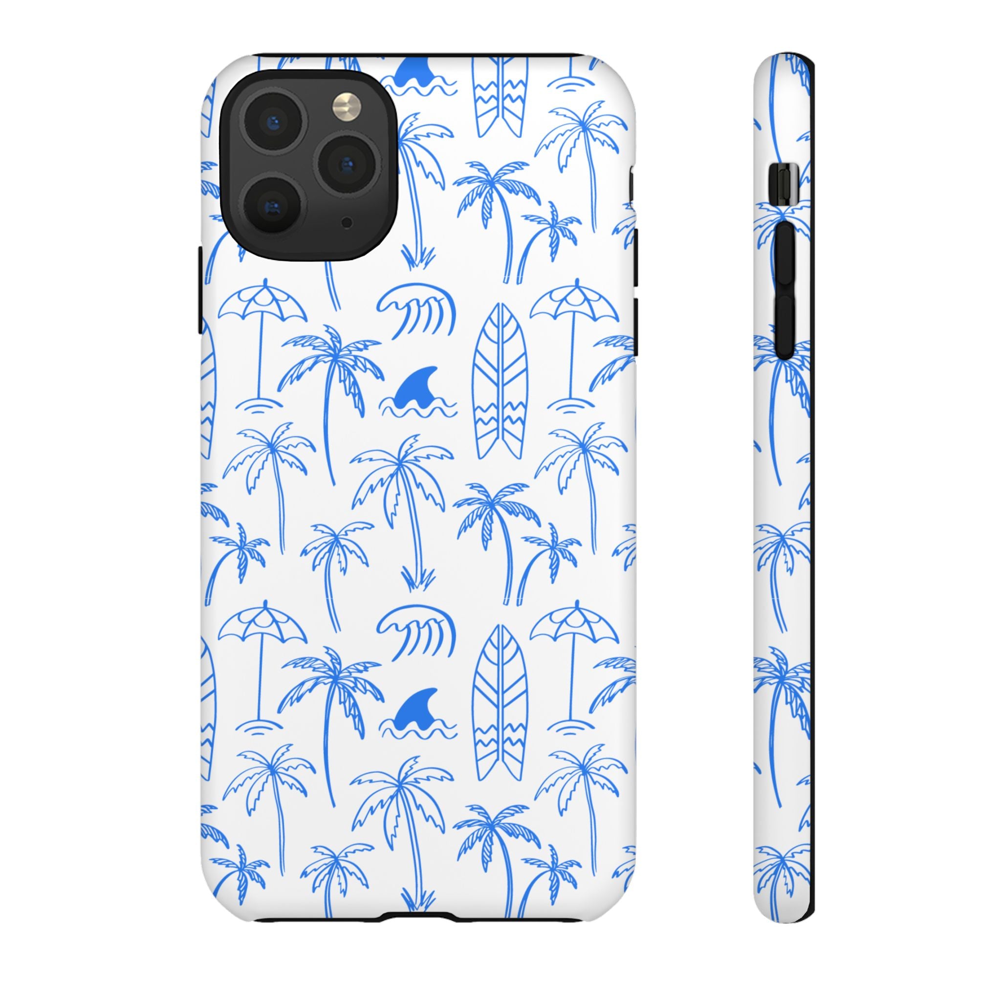 Tropical Beach Phone Case for iPhone, Samsung Galaxy, Google Pixel Palm Trees and Surfboards Design, Coastal Style, Durable Protection