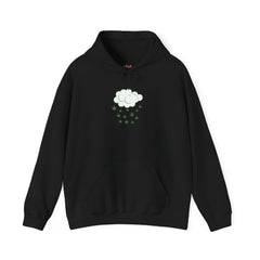 Raining Cannabis Hoodie – Cloud with Falling Hemp Leaves Pullover