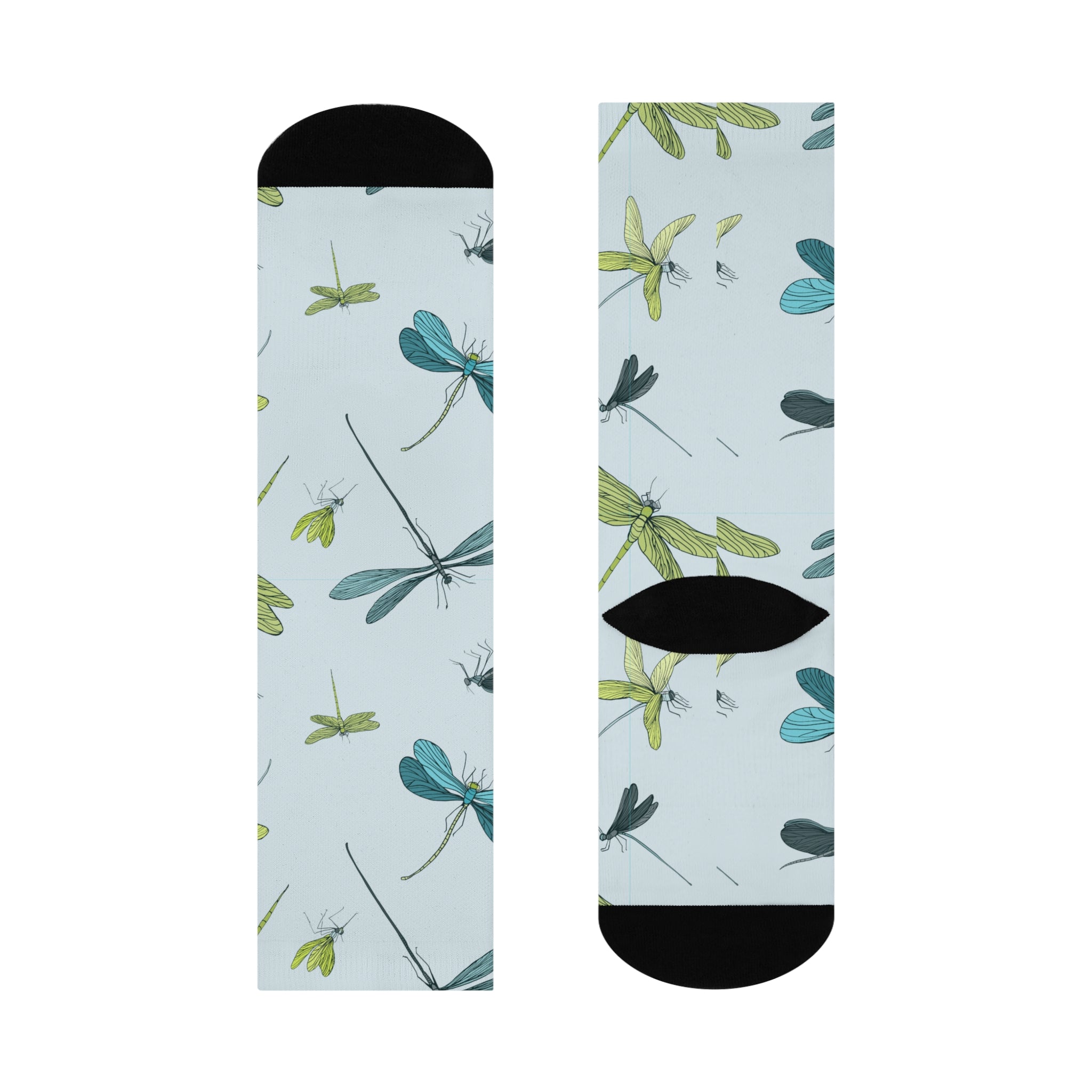 Spring Dragonfly Print Cushioned Crew Socks
