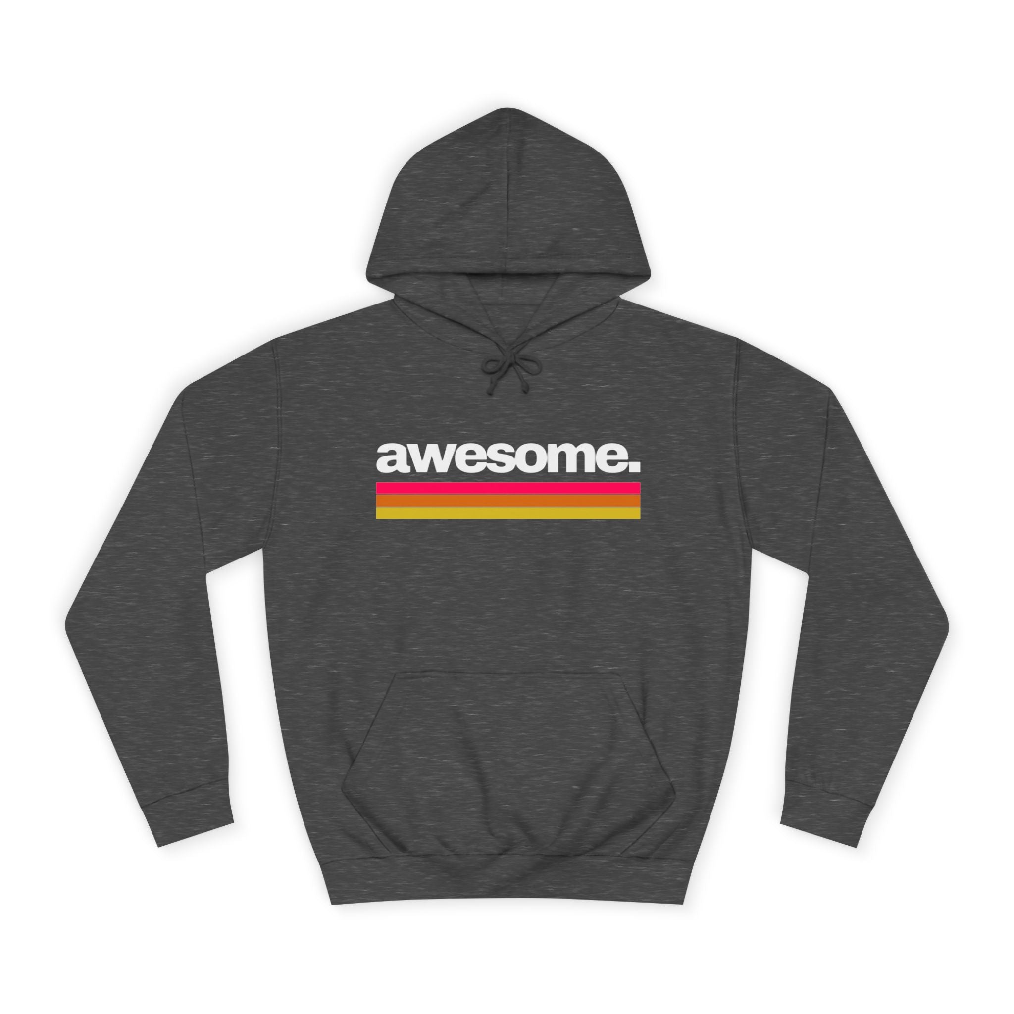 Awesome Retro Stripe Hoodie - Classic Charcoal Comfort Fit with Bold Statement Unisex College Hoodie