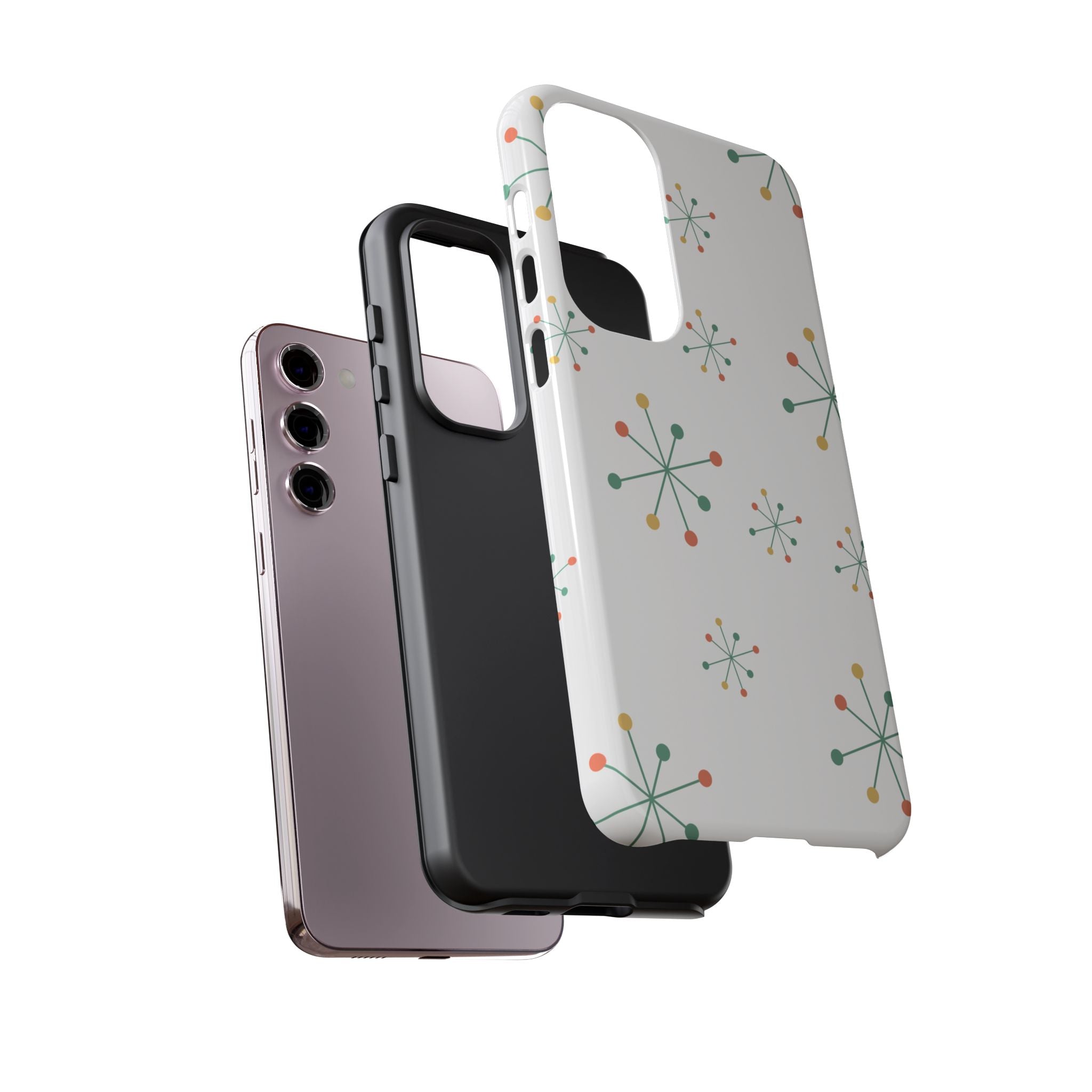 Mid-Century Modern Phone Case for iPhone, Samsung Galaxy, Google Pixel Retro Atomic Starburst Design, Durable Protection, Vintage Style