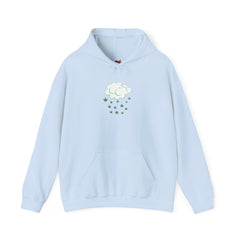 Raining Cannabis Hoodie – Cloud with Falling Hemp Leaves Pullover