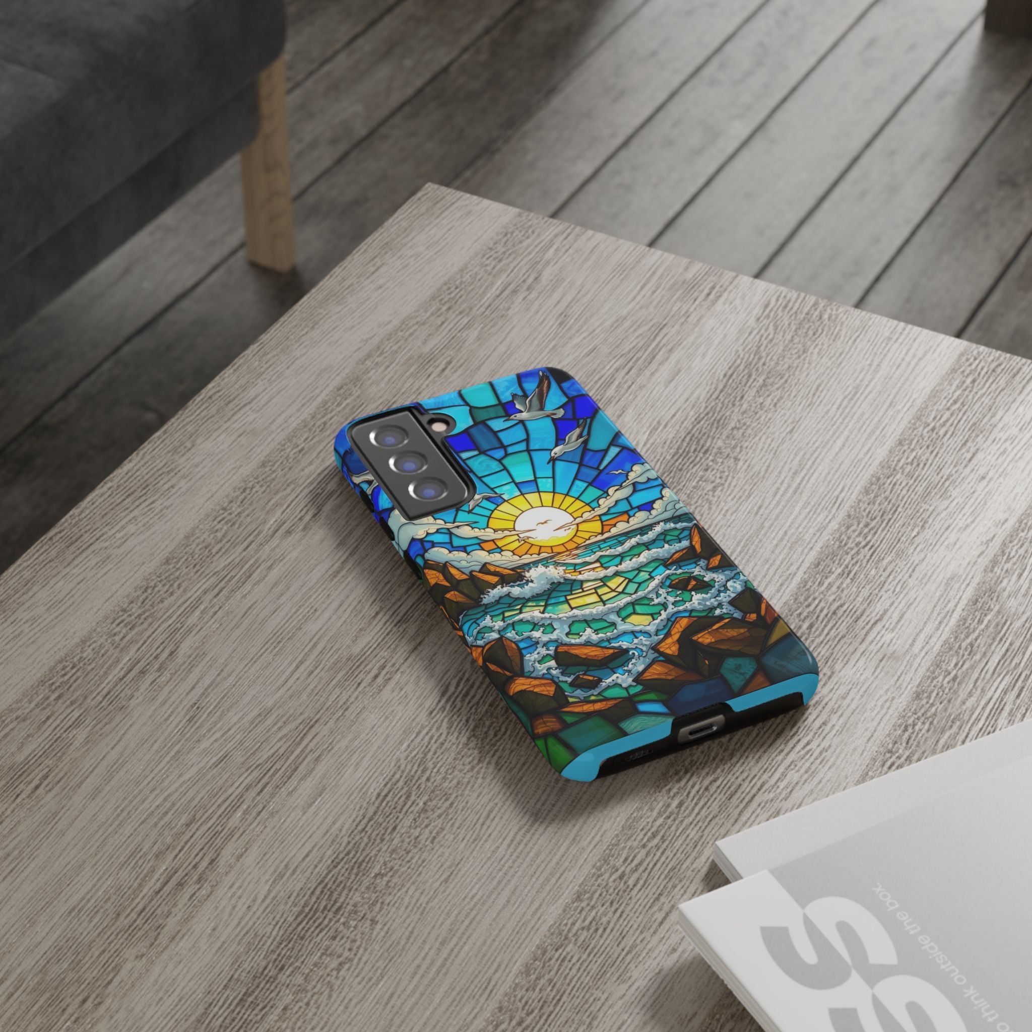 Beach Phone Case Samsung Ocean Sunset Phone Cover Stained Glass Phone Case Seascape Art for Beach Lovers Gift Coastal Vibe Accessory