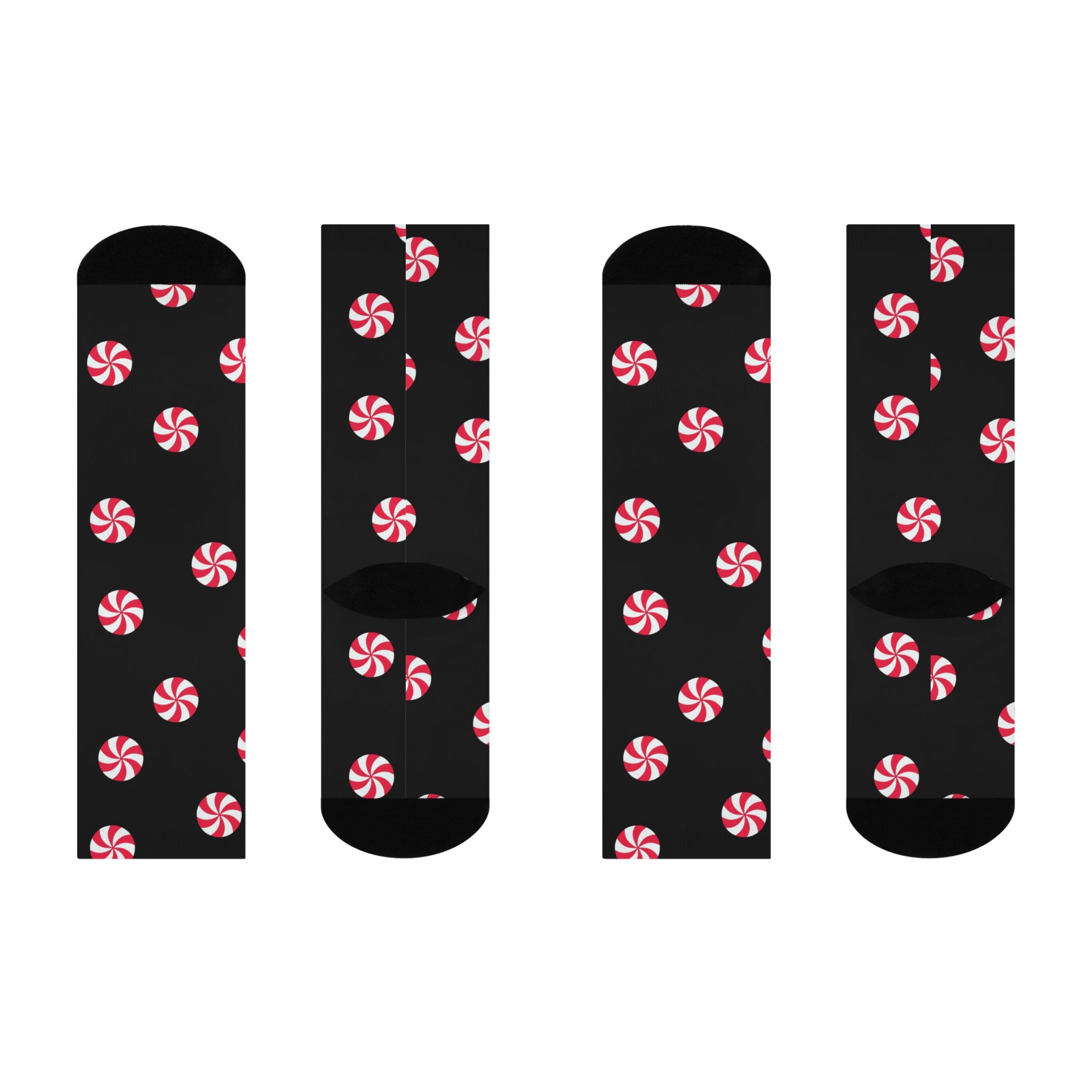 Peppermint Candy Cushioned Crew Socks, Christmas Gift, Holiday Stocking Stuffer, Festive Winter Apparel, Unisex Footwear