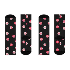 Peppermint Candy Cushioned Crew Socks, Christmas Gift, Holiday Stocking Stuffer, Festive Winter Apparel, Unisex Footwear