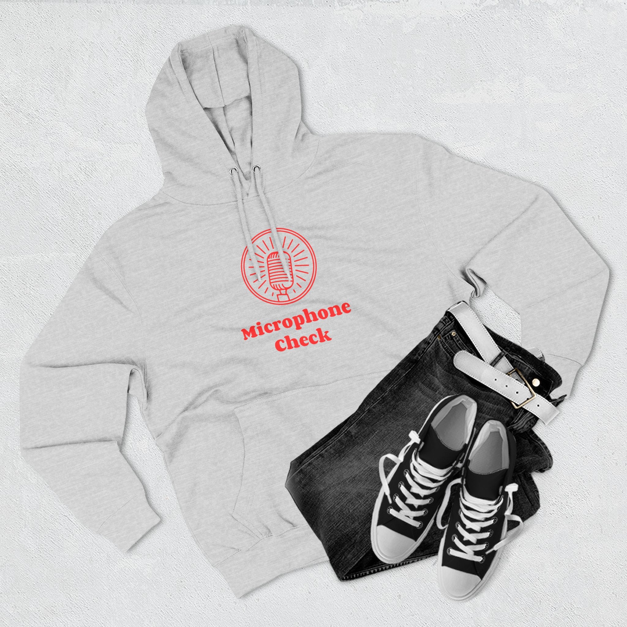 Microphone Check Three-Panel Fleece Hoodie