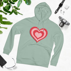 Retro Heart Hoodie in Pink and Red Unisex Cruiser Hoodie