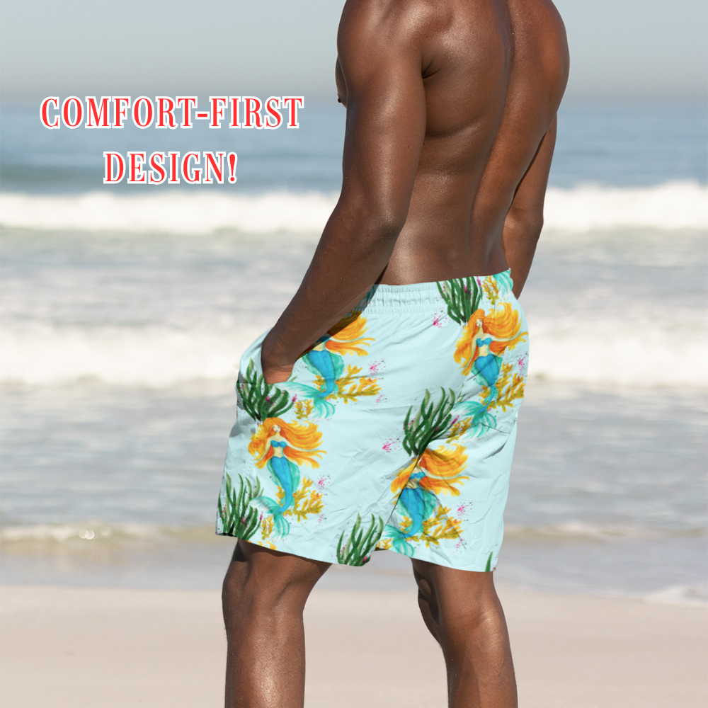 Men's Swim Shorts with Mermaid Print