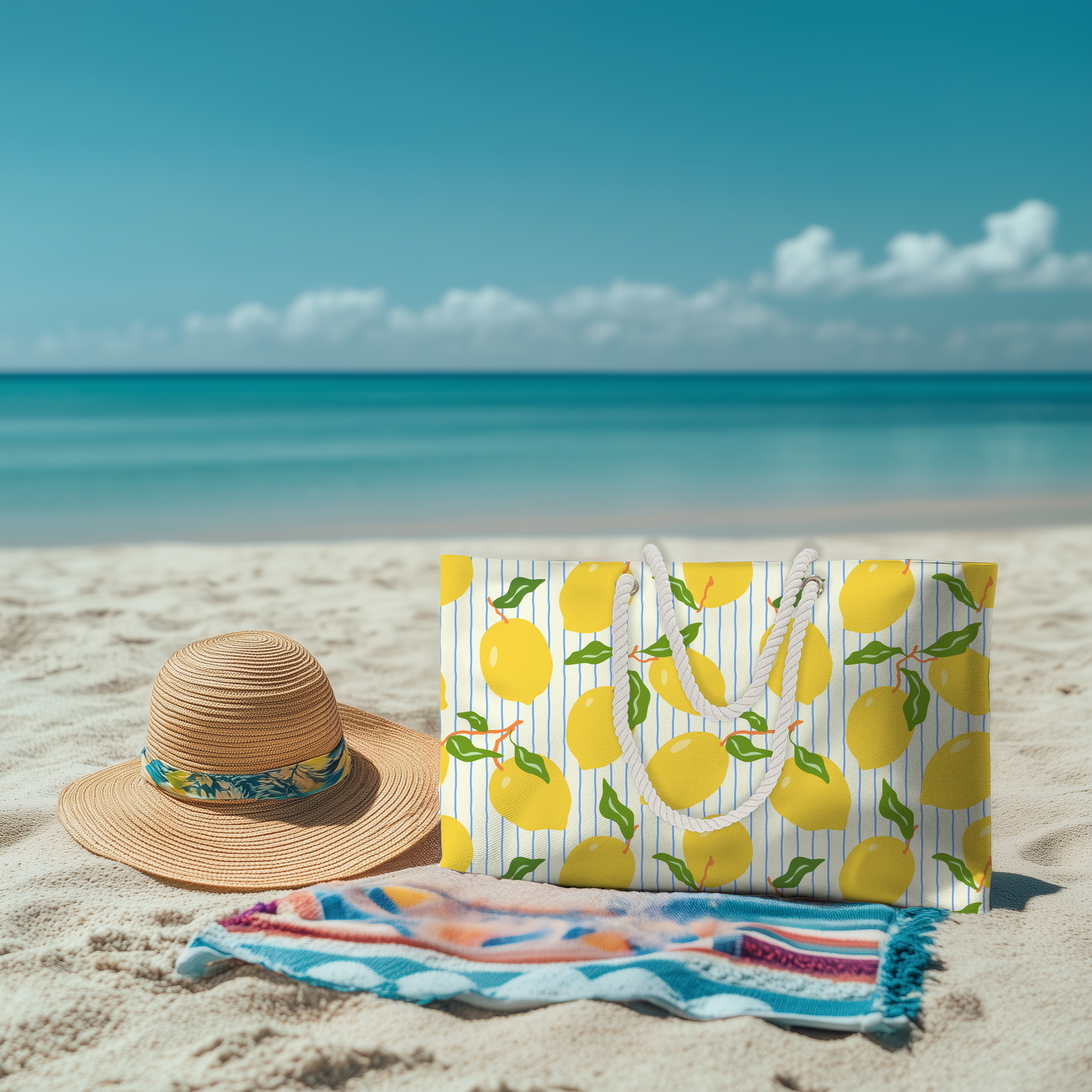 Lemon Print Weekender Bag
