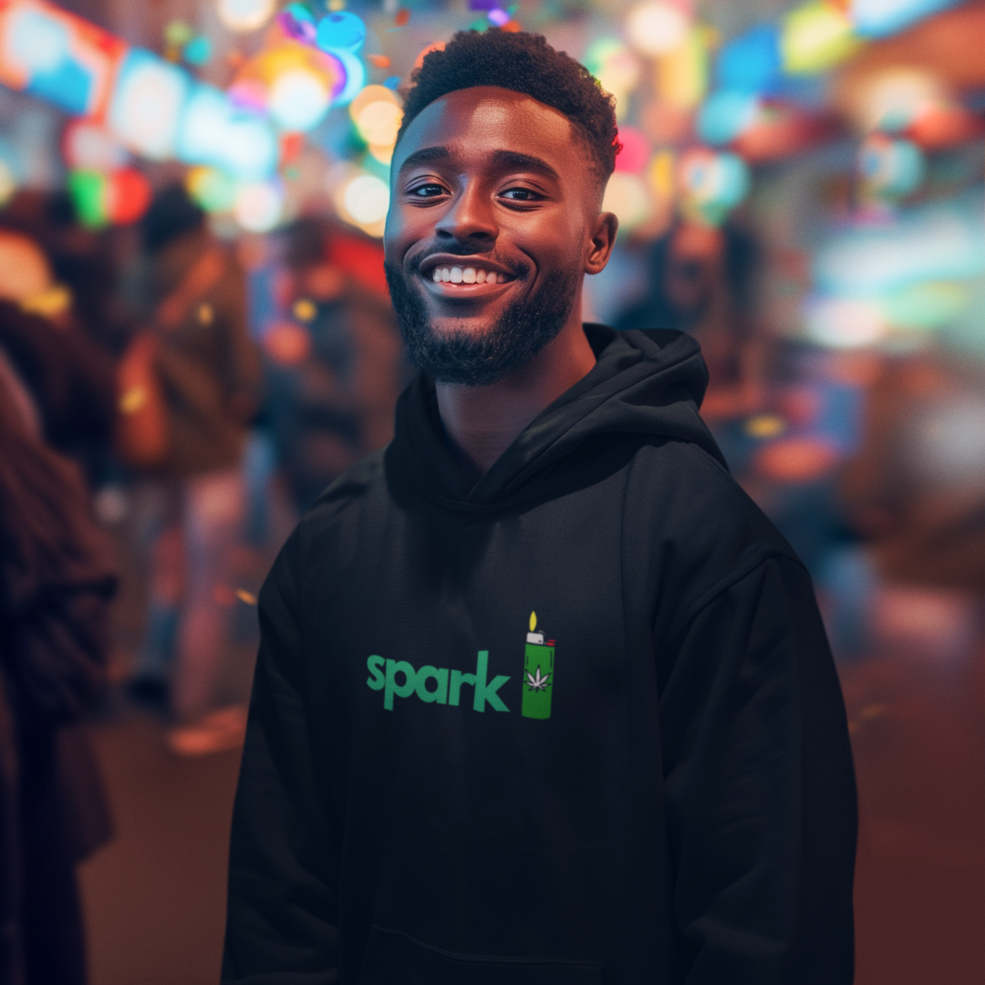 Cannabis Hoodie – “Spark” Lighter Graphic Unisex Pullover