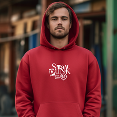 Stay Punk Graphic Hoodie – Rebel Red or Classic Black – Unisex